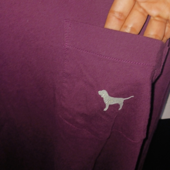 PINK Victoria's Secret Women purple sequined silver letters long sleeve shirt - Picture 3 of 11